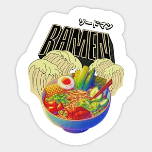 Ramen Waves Vegetarian Noodles Kawaii Katakana Sticker